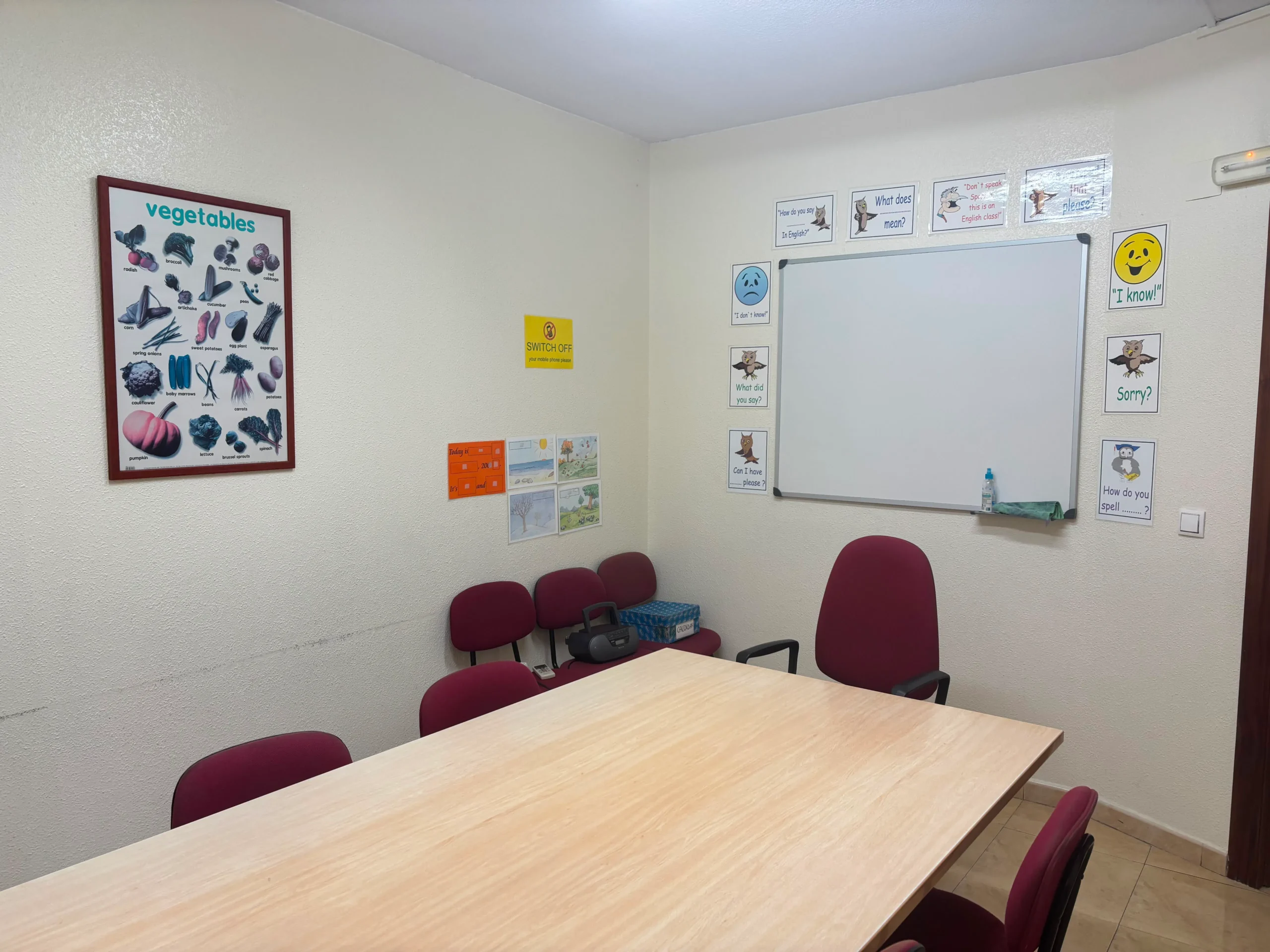 Aula preparada para conversación